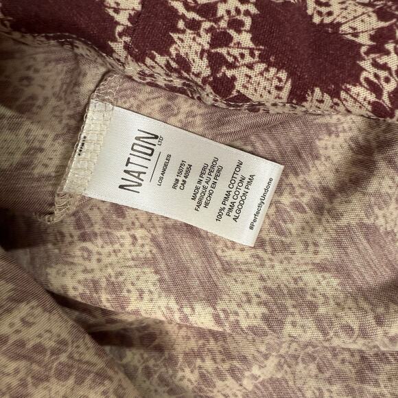 Nation LTD Women's Top Judith Yoked Tee Ikat V-neck Short Sleeve Size Small - Picture 6 of 8